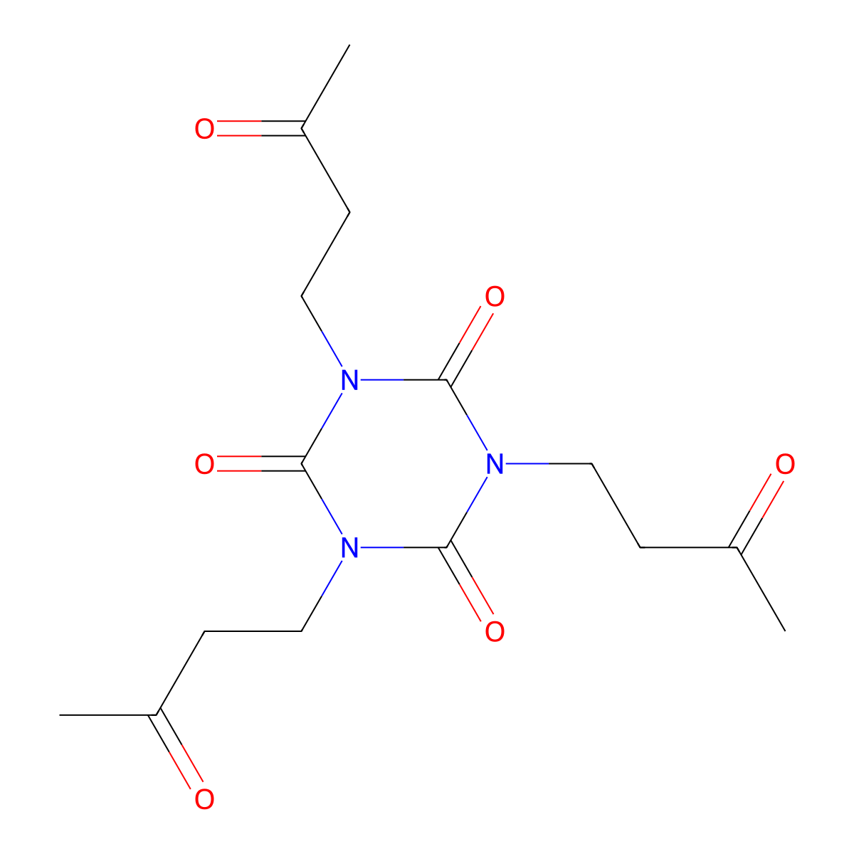 1,3,5-Tris(3-oxobutyl)-1,3,5-triazinane-2,4,6-trione molecular structure, CAS 53967-74-1