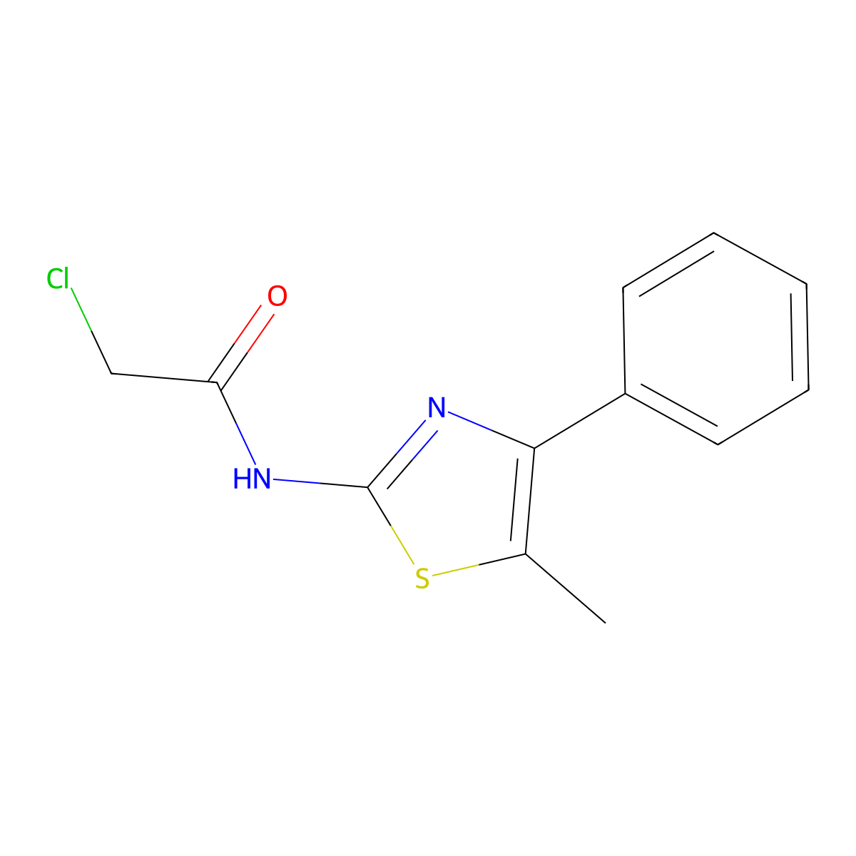 2-Chloro-N-(5-methyl-4-phenyl-thiazol-2-yl)-acetamide molecular structure, CAS 53968-19-7