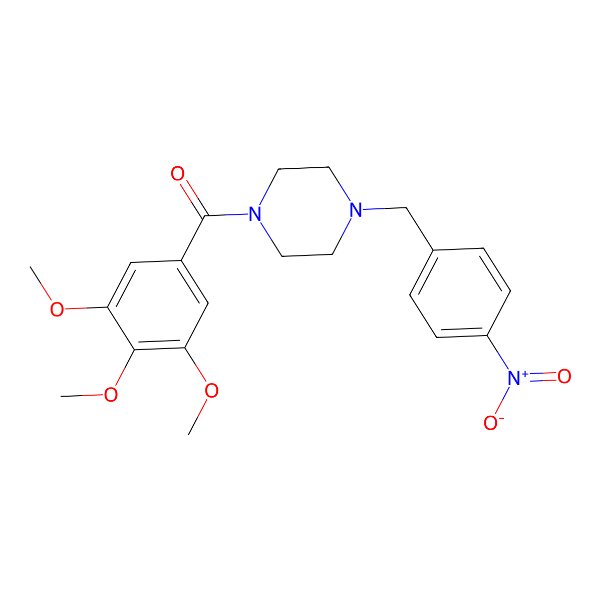 [4-[(4-Nitrophenyl)methyl]piperazin-1-yl]-(3,4,5-trimethoxyphenyl)methanone molecular structure, CAS 5397-35-3