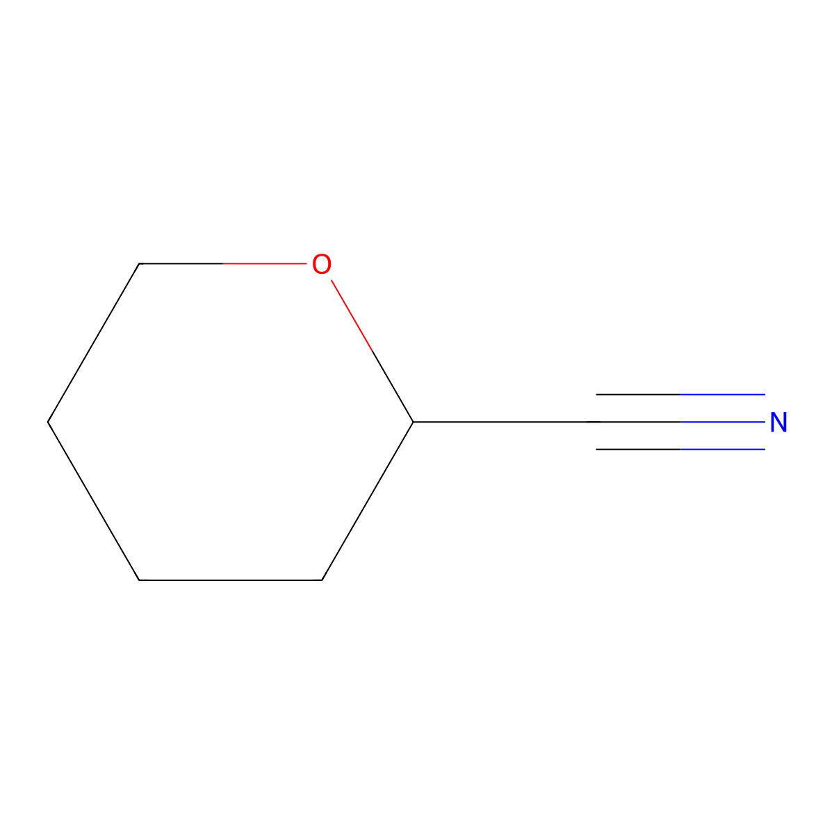 Tetrahydro-2h-pyran-2-carbonitrile molecular structure, CAS 5397-43-3