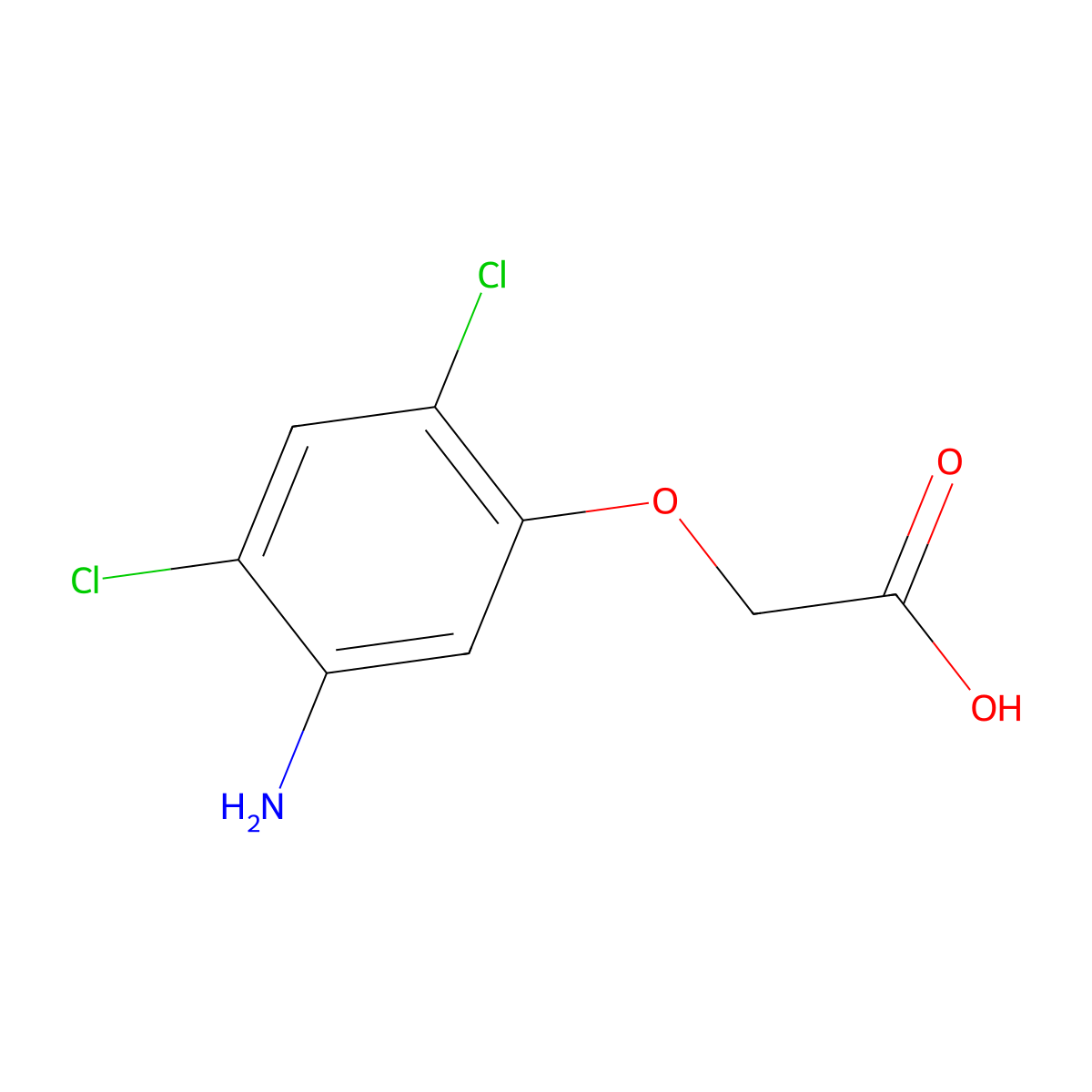 5-Amino-2,4-dichlorophenoxyacetic acid molecular structure, CAS 5397-71-7