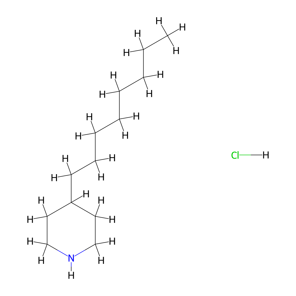 4-Octylpiperidine hydrochloride molecular structure, CAS 5397-87-5