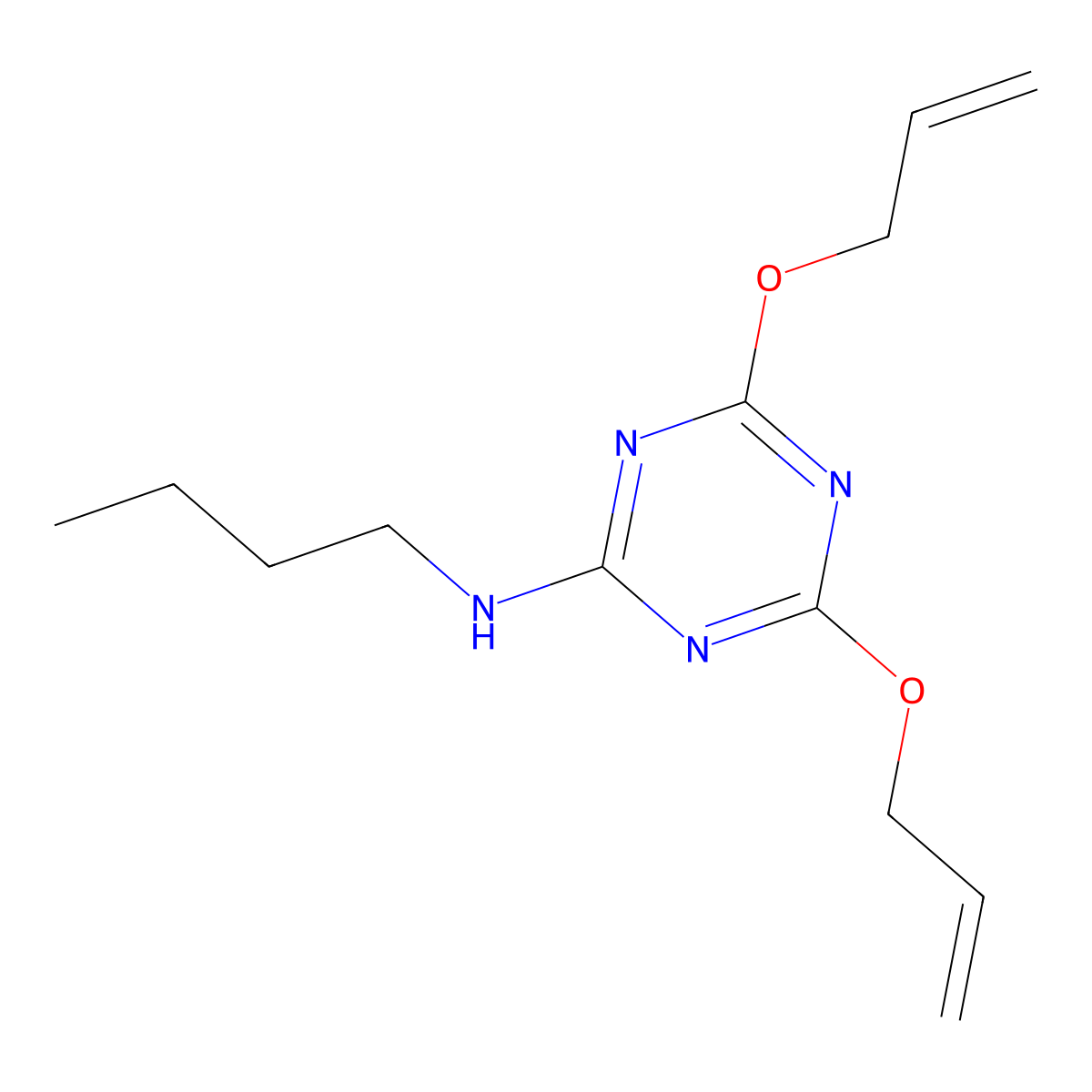 4,6-Bis(allyloxy)-N-butyl-1,3,5-triazin-2-amine molecular structure, CAS 53973-02-7
