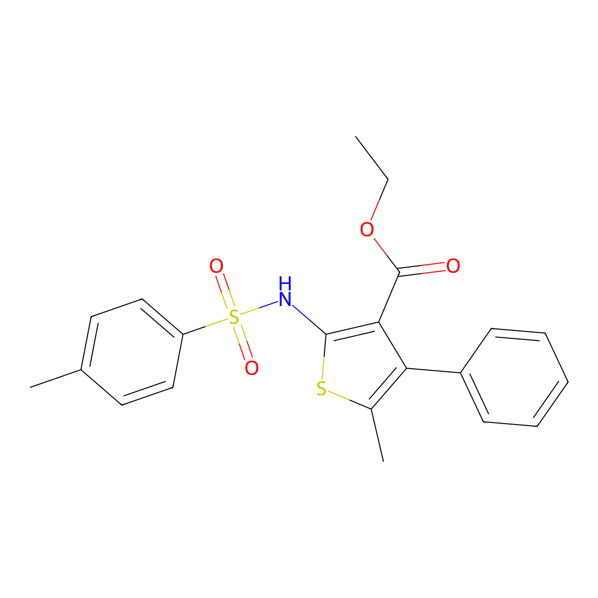 Ethyl 5-methyl-2-(((4-methylphenyl)sulfonyl)amino)-4-phenyl-3-thiophenecarboxylate molecular structure, CAS 53976-15-1