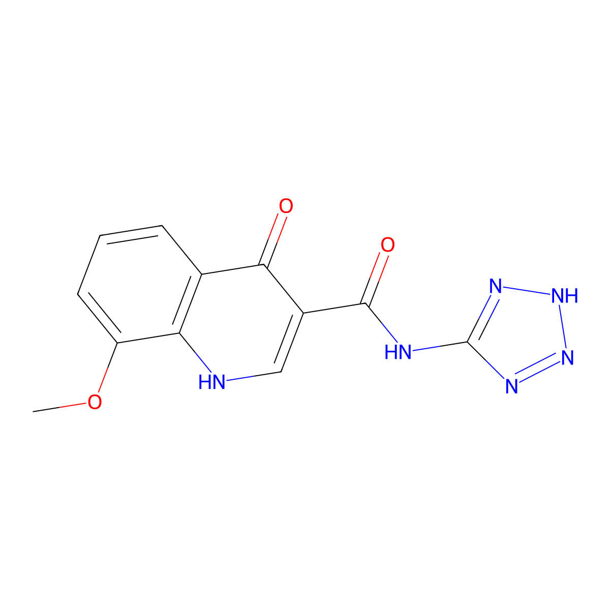 4-hydroxy-8-methoxy-N-(1H-tetrazol-5-yl)quinoline-3-carboxamide molecular structure, CAS 53977-22-3