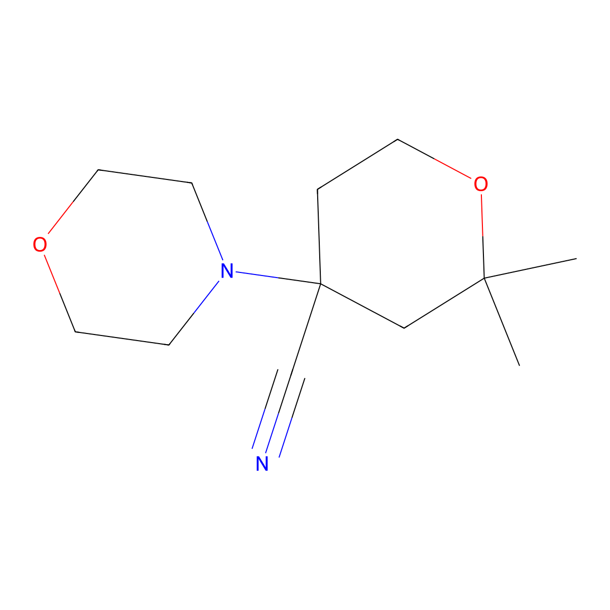 2,2-Dimethyl-4-morpholin-4-yloxane-4-carbonitrile molecular structure, CAS 53979-06-9