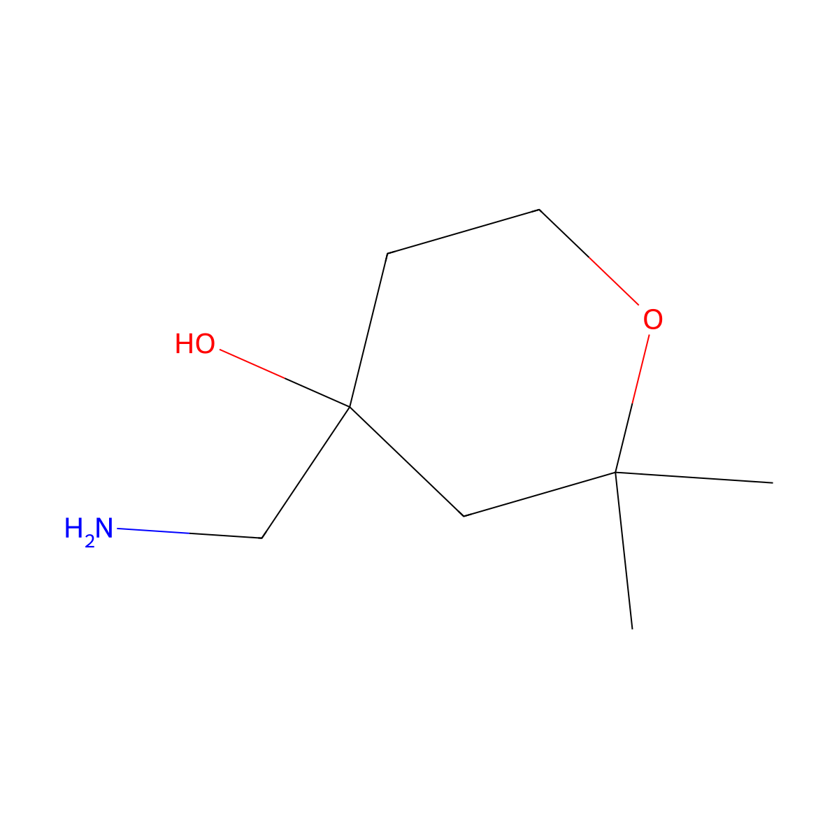 4-(Aminomethyl)-2,2-dimethyloxan-4-ol molecular structure, CAS 53979-13-8