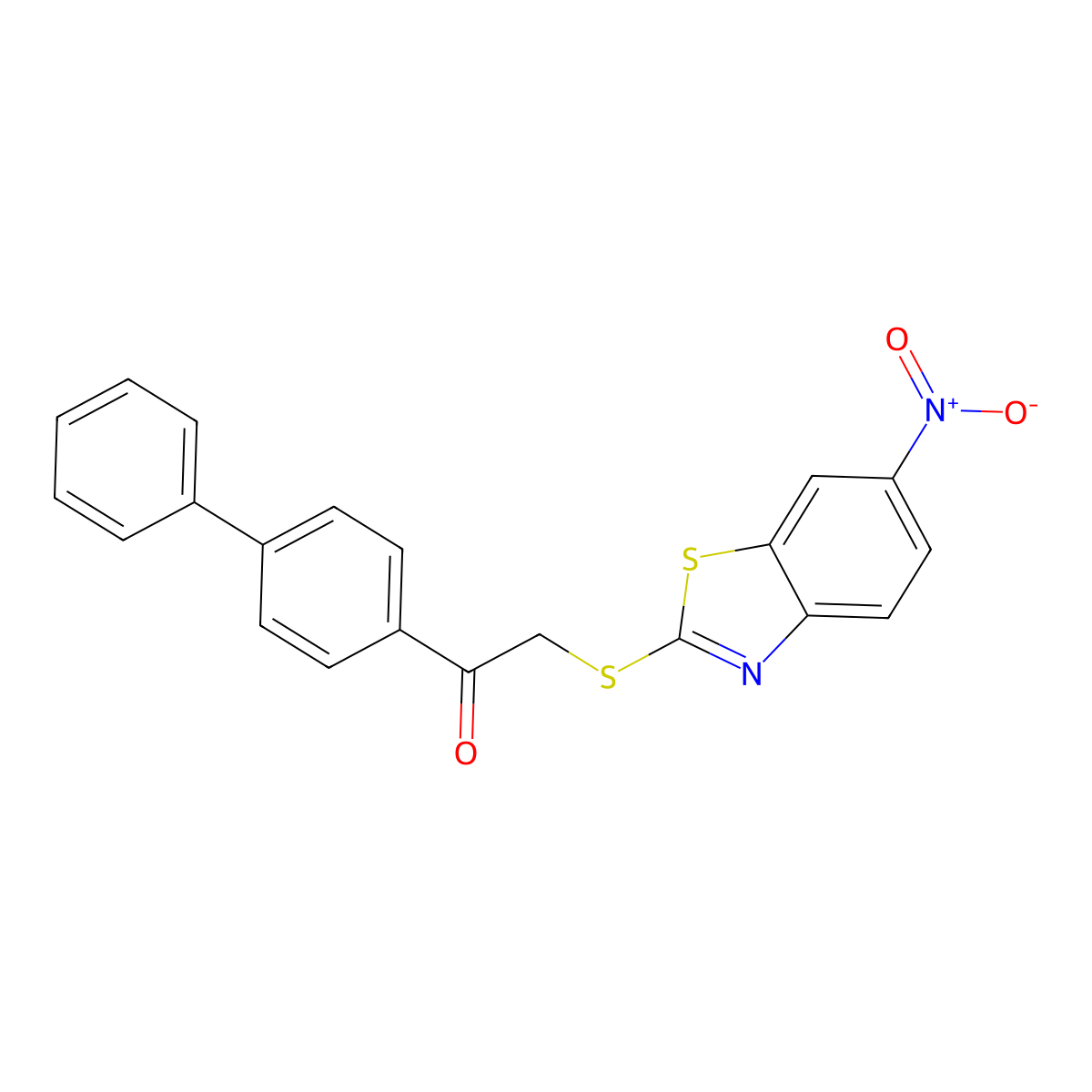 1-(Biphenyl-4-yl)-2-[(6-nitro-1,3-benzothiazol-2-yl)sulfanyl]ethanone molecular structure, CAS 5398-00-5