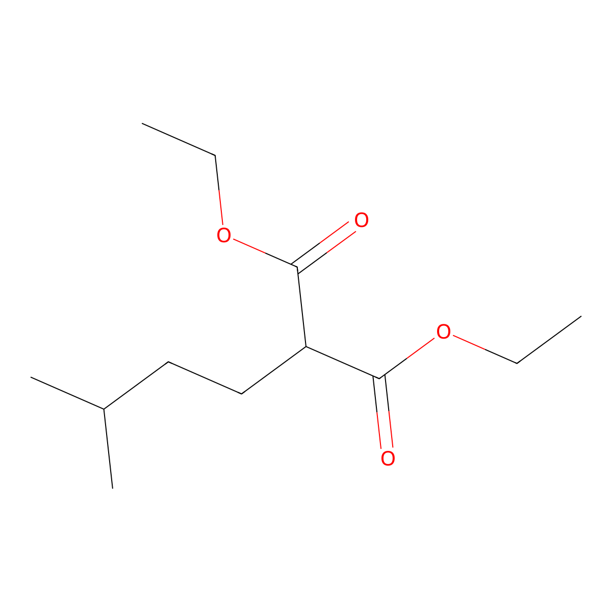 Diethyl isopentylmalonate molecular structure, CAS 5398-08-3