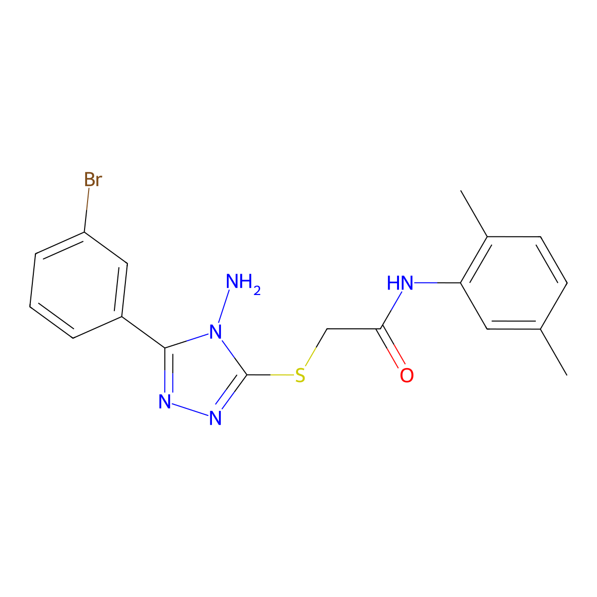 2-[[4-amino-5-(3-bromophenyl)-1,2,4-triazol-3-yl]sulfanyl]-N-(2,5-dimethylphenyl)acetamide molecular structure, CAS 539804-51-8