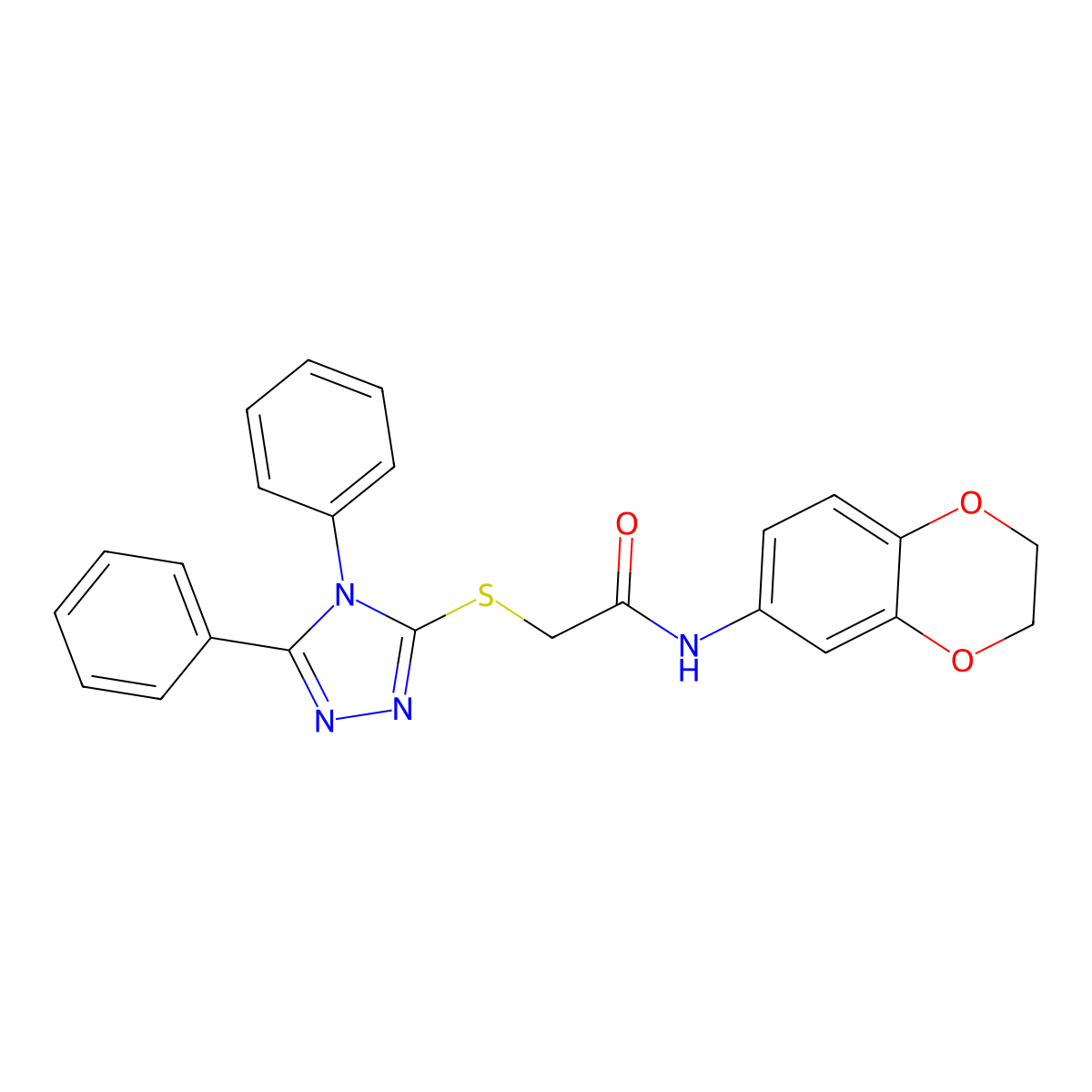 N-(2,3-dihydro-1,4-benzodioxin-6-yl)-2-[(4,5-diphenyl-4H-1,2,4-triazol-3-yl)sulfanyl]acetamide molecular structure, CAS 539804-71-2