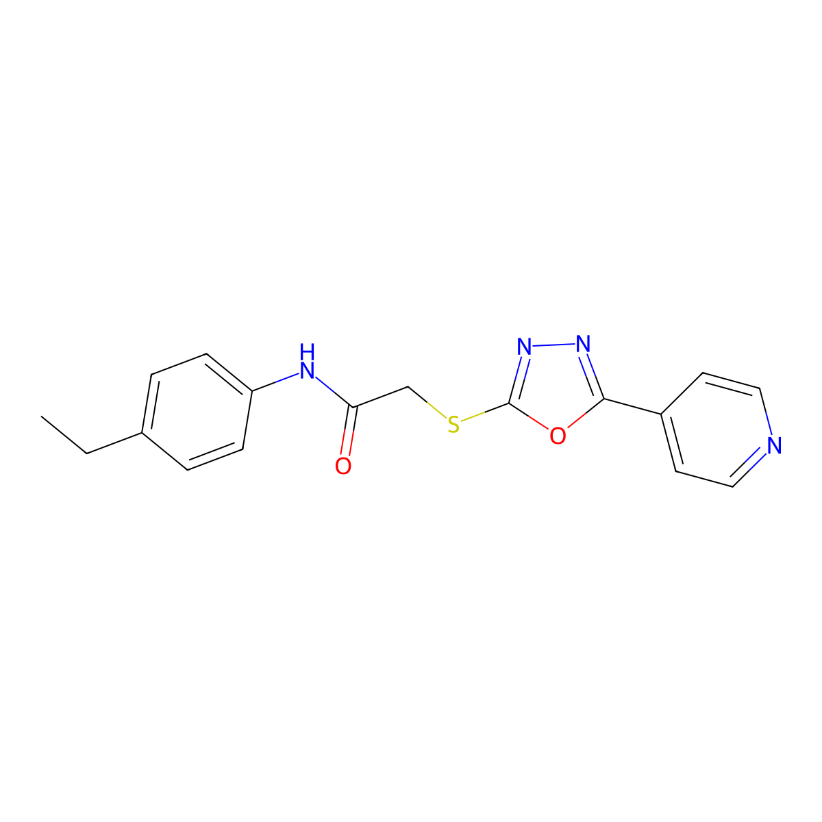 N-(4-ethylphenyl)-2-{[5-(pyridin-4-yl)-1,3,4-oxadiazol-2-yl]sulfanyl}acetamide molecular structure, CAS 539804-86-9