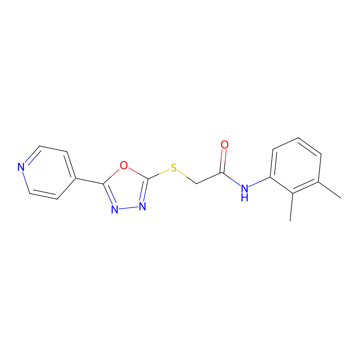 N-(2,3-dimethylphenyl)-2-{[5-(pyridin-4-yl)-1,3,4-oxadiazol-2-yl]sulfanyl}acetamide molecular structure, CAS 539804-88-1