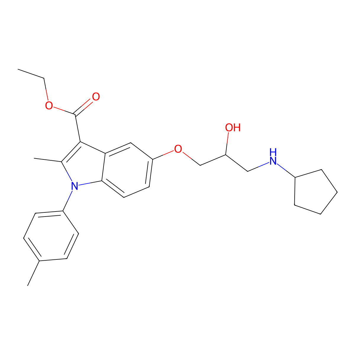 ethyl 5-[3-(cyclopentylamino)-2-hydroxypropoxy]-2-methyl-1-(4-methylphenyl)-1H-indole-3-carboxylate molecular structure, CAS 539805-25-9