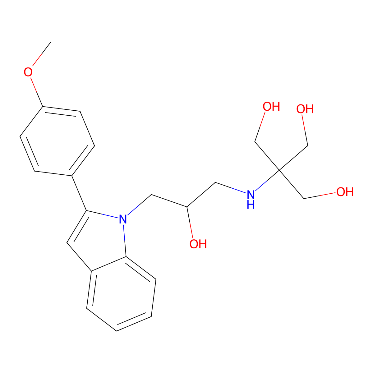 2-[[2-Hydroxy-3-[2-(4-methoxyphenyl)indol-1-yl]propyl]amino]-2-(hydroxymethyl)propane-1,3-diol molecular structure, CAS 539805-61-3