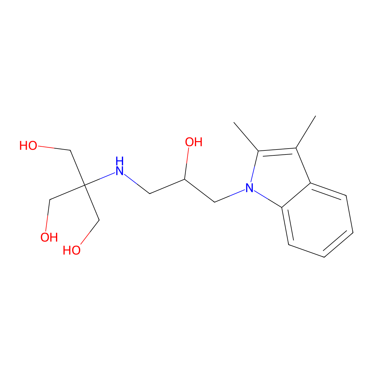2-{[3-(2,3-dimethyl-1H-indol-1-yl)-2-hydroxypropyl]amino}-2-(hydroxymethyl)propane-1,3-diol molecular structure, CAS 539805-80-6