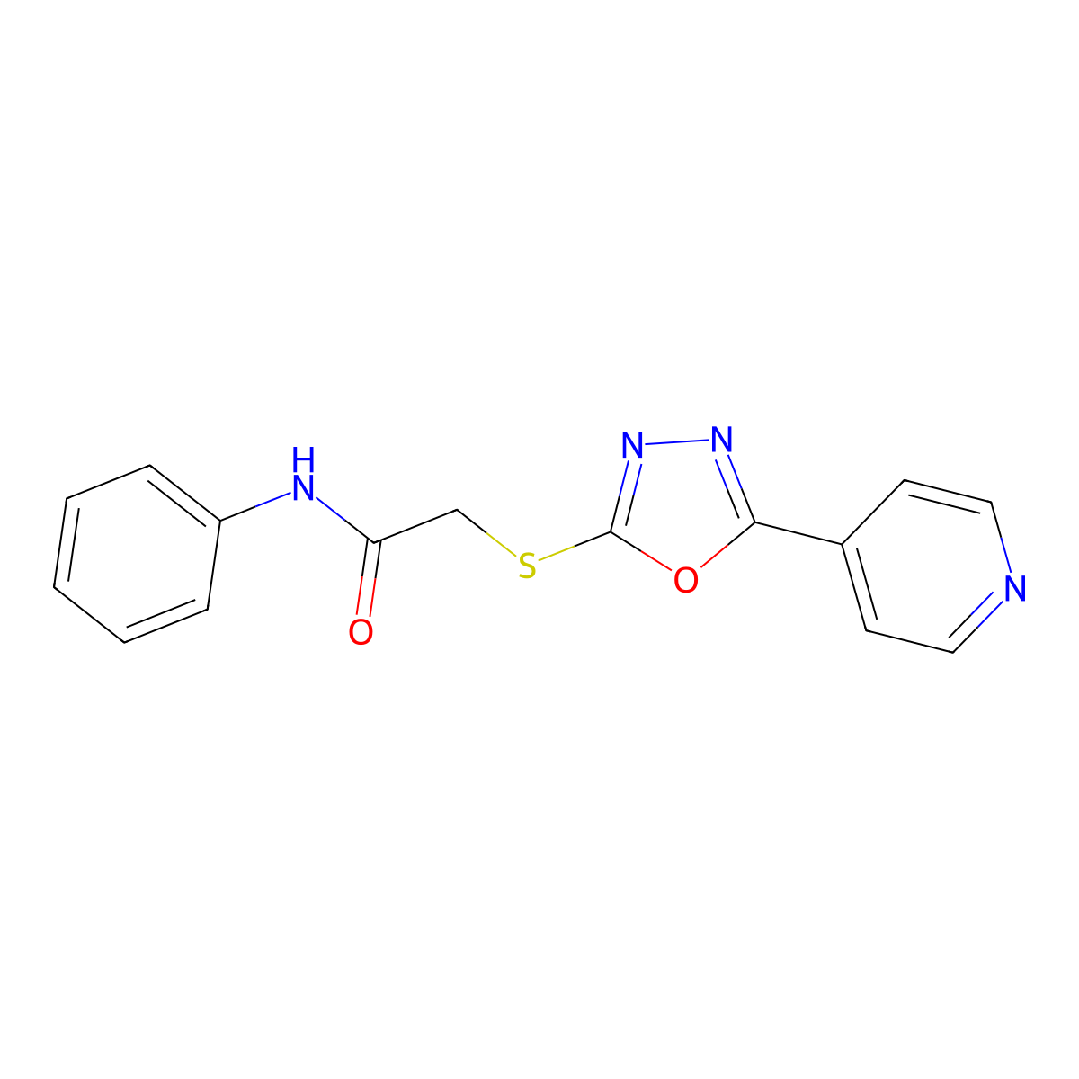 N-phenyl-2-{[5-(pyridin-4-yl)-1,3,4-oxadiazol-2-yl]sulfanyl}acetamide molecular structure, CAS 539805-83-9
