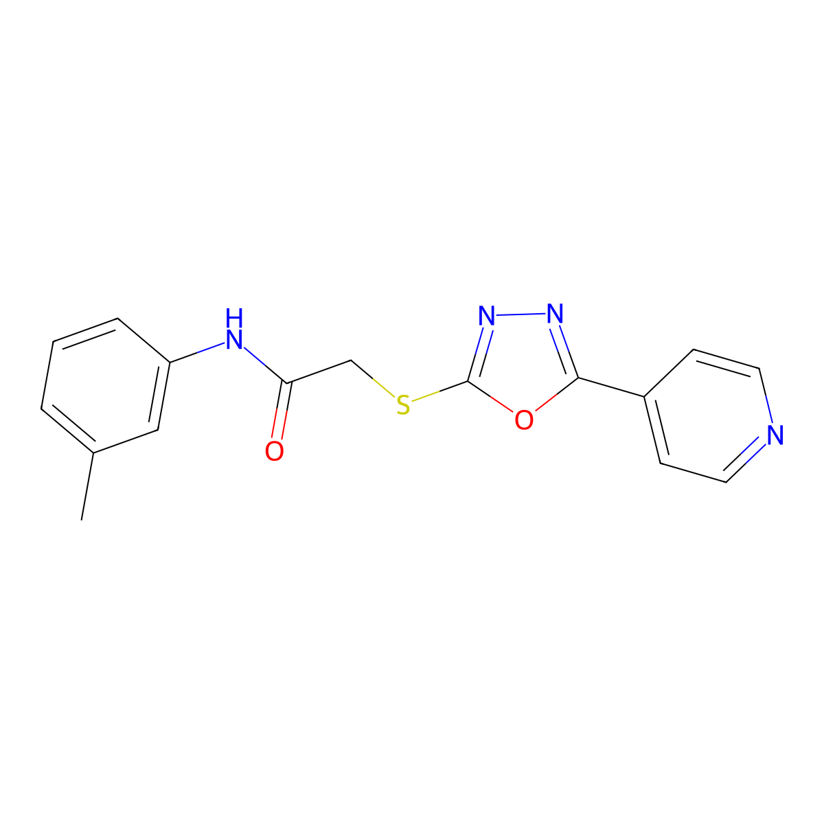 N-(3-methylphenyl)-2-{[5-(pyridin-4-yl)-1,3,4-oxadiazol-2-yl]sulfanyl}acetamide molecular structure, CAS 539805-89-5