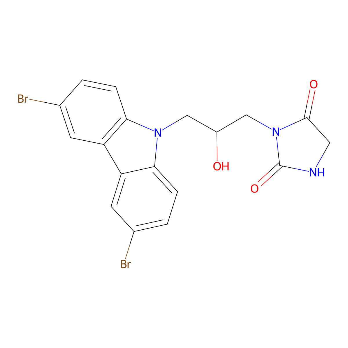3-[3-(3,6-Dibromocarbazol-9-yl)-2-hydroxypropyl]imidazolidine-2,4-dione molecular structure, CAS 539806-08-1