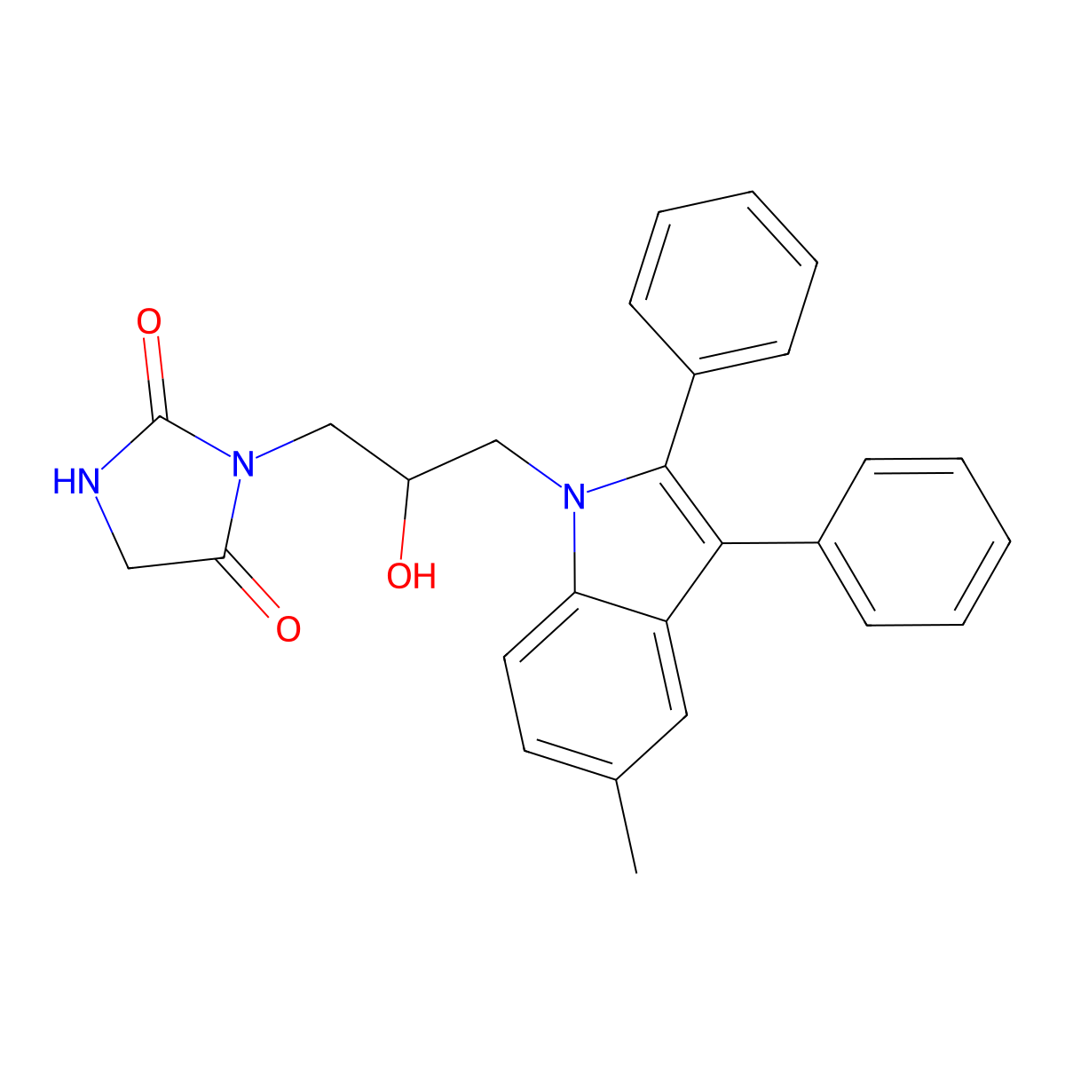 3-[2-hydroxy-3-(5-methyl-2,3-diphenyl-1H-indol-1-yl)propyl]imidazolidine-2,4-dione molecular structure, CAS 539806-16-1