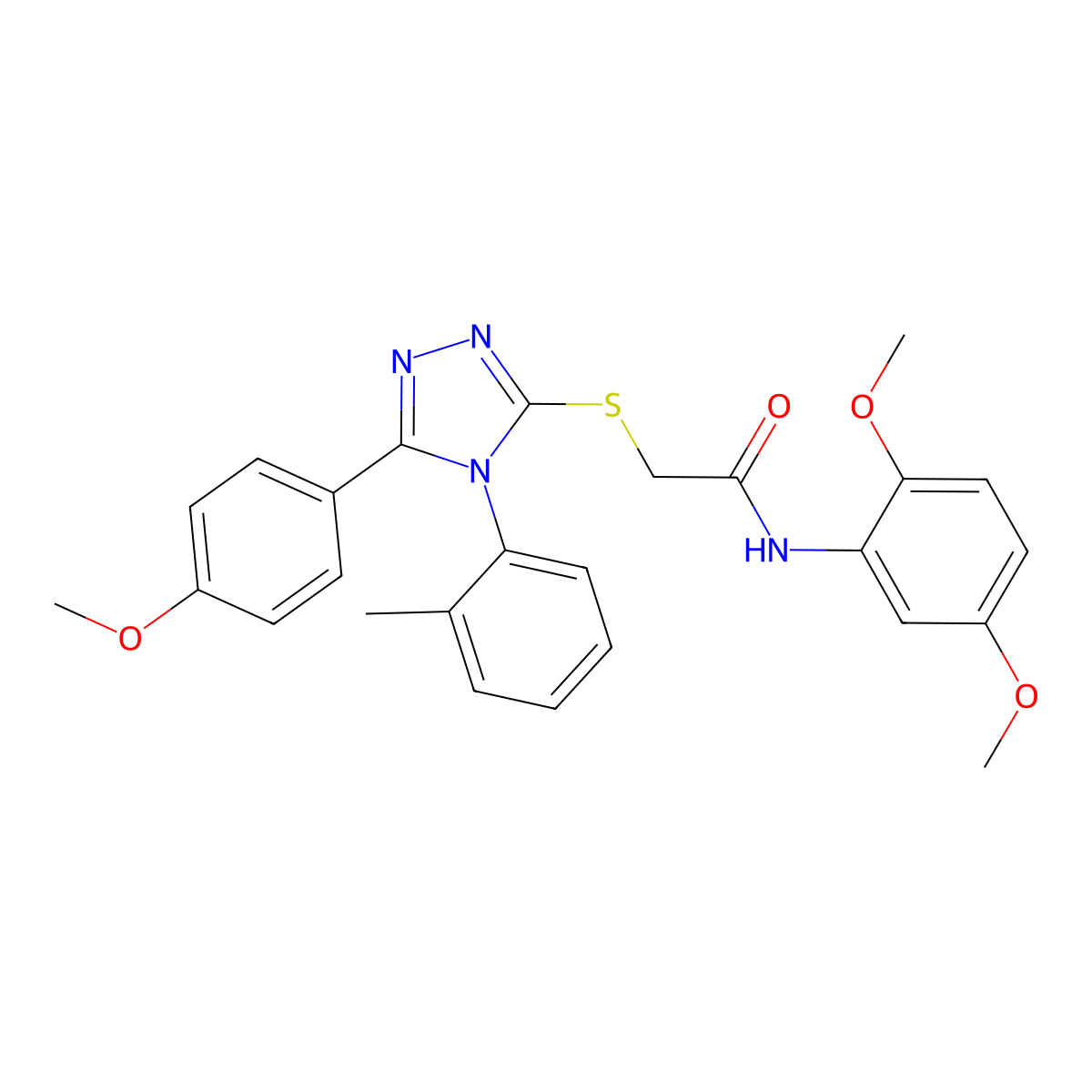 N-(2,5-dimethoxyphenyl)-2-[[5-(4-methoxyphenyl)-4-(2-methylphenyl)-1,2,4-triazol-3-yl]sulfanyl]acetamide molecular structure, CAS 539806-17-2