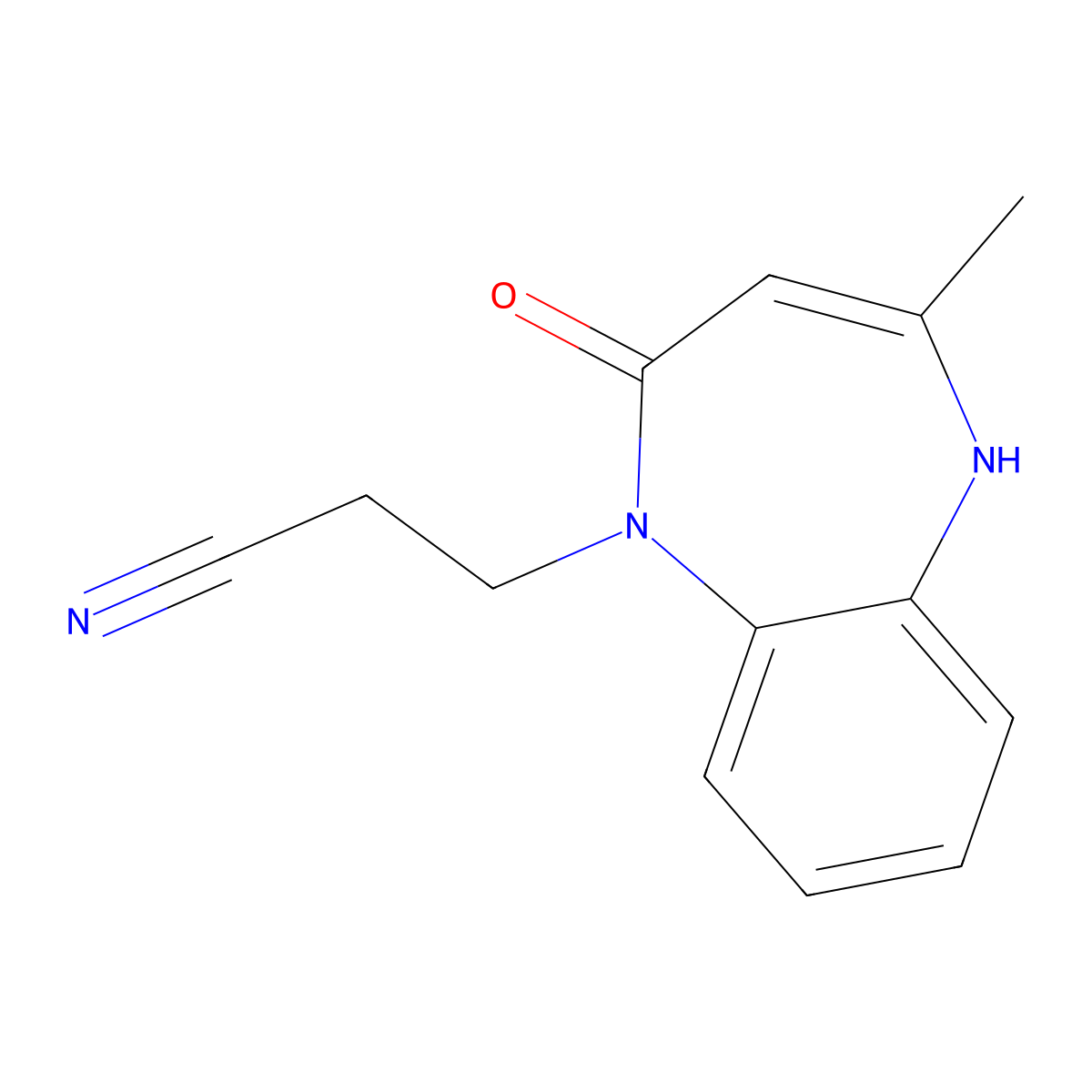 3-(4-methyl-2-oxo-5H-1,5-benzodiazepin-1-yl)propanenitrile molecular structure, CAS 539806-29-6