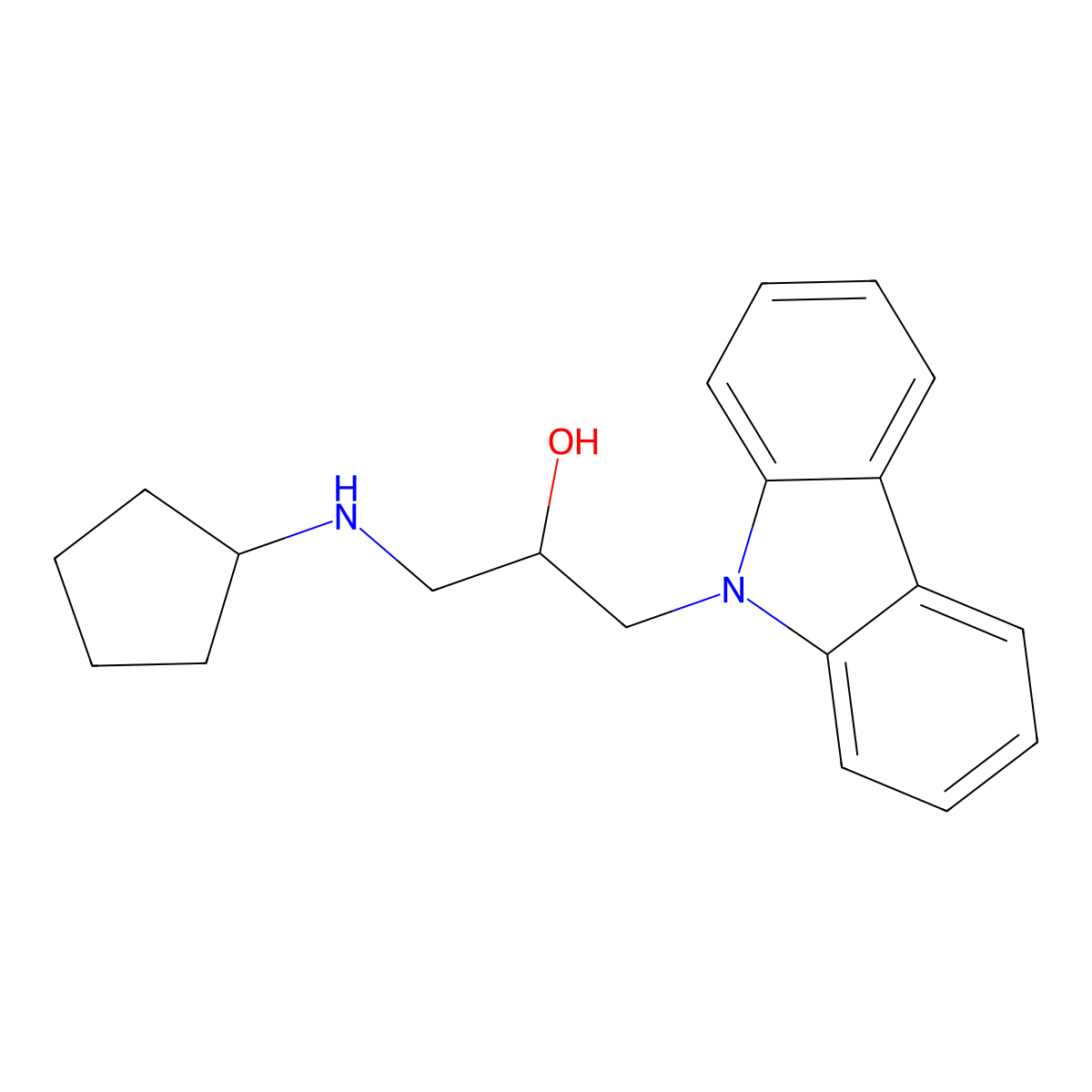 1-(9H-carbazol-9-yl)-3-(cyclopentylamino)propan-2-ol molecular structure, CAS 539806-42-3