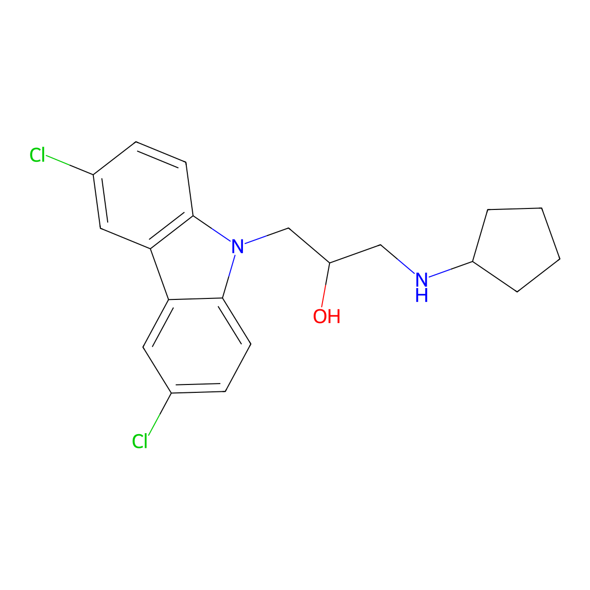 1-(3,6-Dichlorocarbazol-9-yl)-3-(cyclopentylamino)propan-2-ol molecular structure, CAS 539806-45-6
