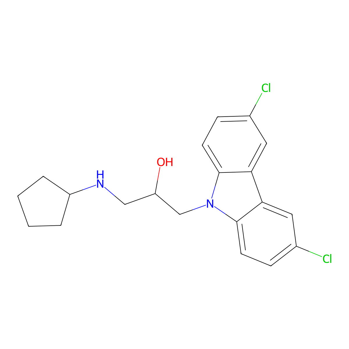 1-(3,6-Dichlorocarbazol-9-yl)-3-(cyclopentylamino)propan-2-ol molecular structure, CAS 539806-45-6