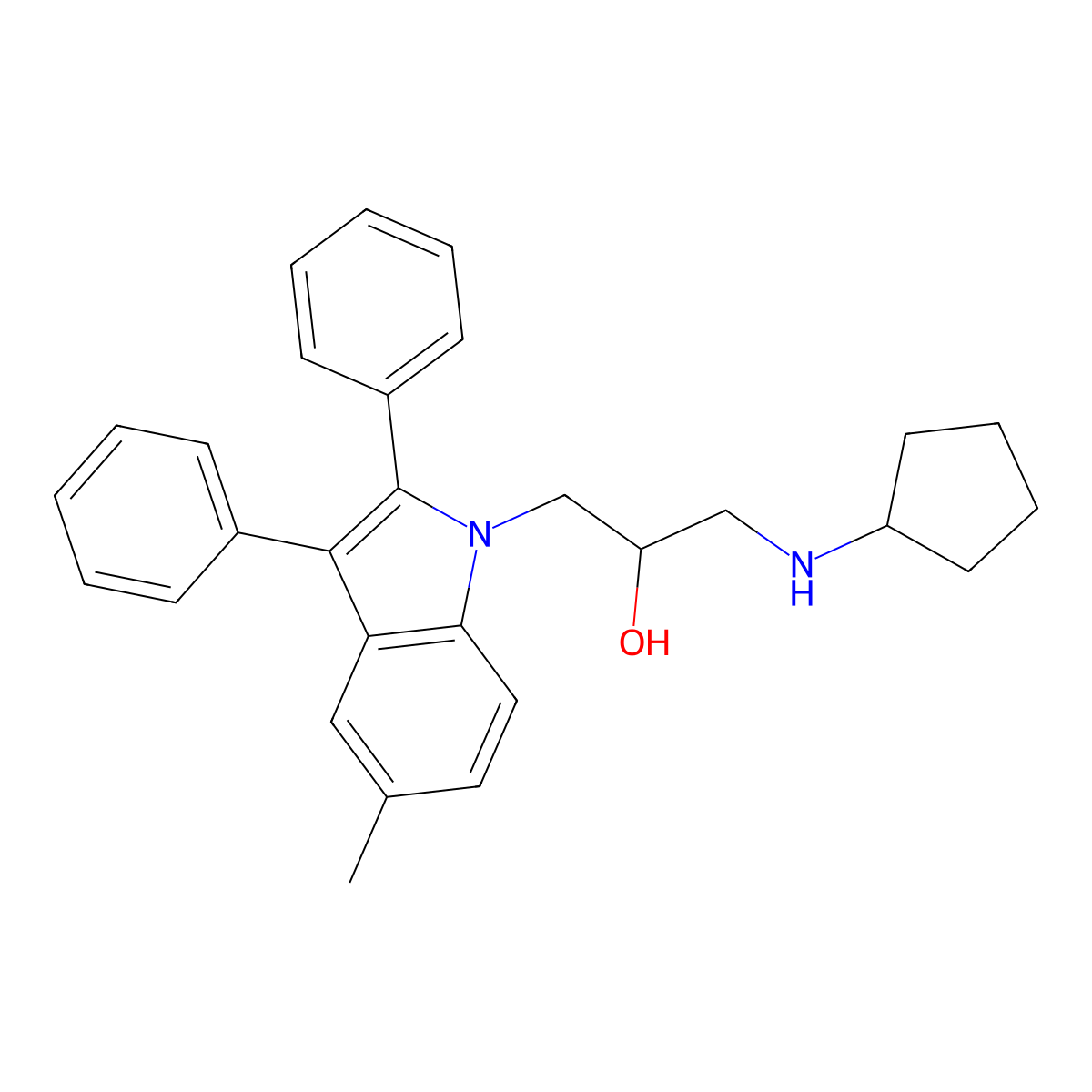 1-(cyclopentylamino)-3-(5-methyl-2,3-diphenyl-1H-indol-1-yl)propan-2-ol molecular structure, CAS 539806-57-0