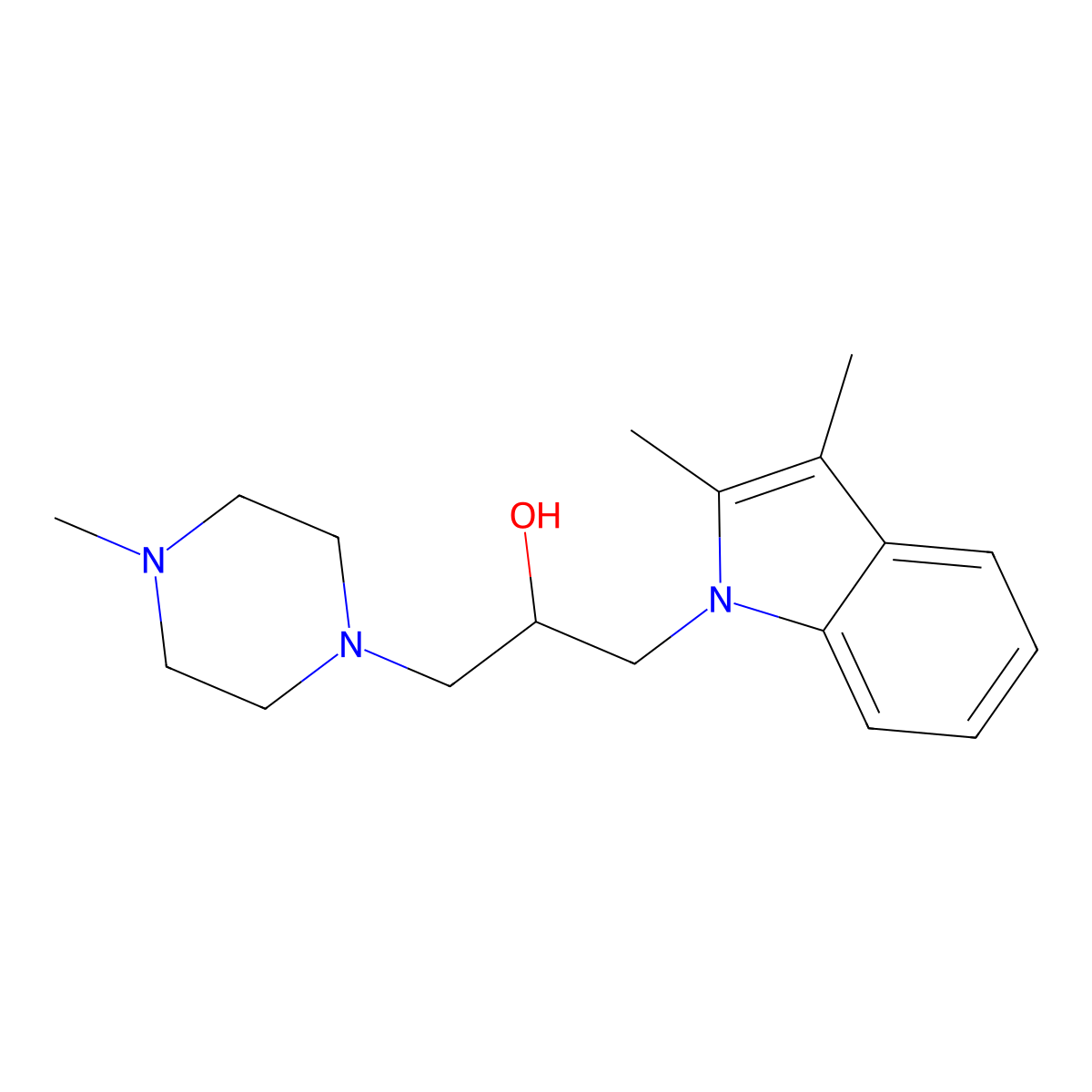 1-(2,3-dimethyl-1H-indol-1-yl)-3-(4-methylpiperazin-1-yl)propan-2-ol molecular structure, CAS 539806-81-0