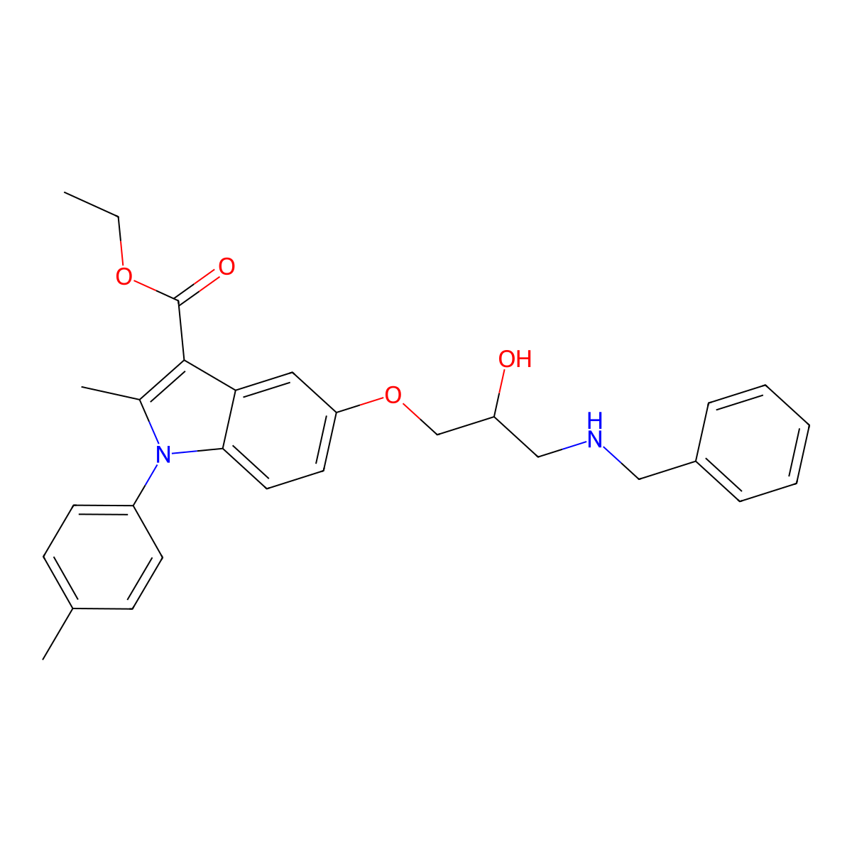 ethyl 5-(3-(benzylamino)-2-hydroxypropoxy)-2-methyl-1-(p-tolyl)-1H-indole-3-carboxylate molecular structure, CAS 539806-84-3