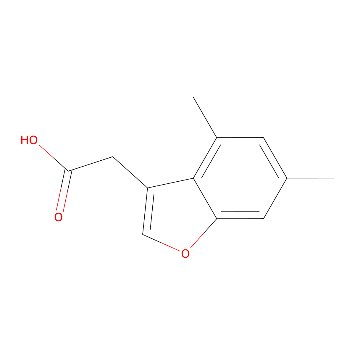 (4,6-Dimethyl-1-benzofuran-3-yl)acetic acid molecular structure, CAS 539807-37-9