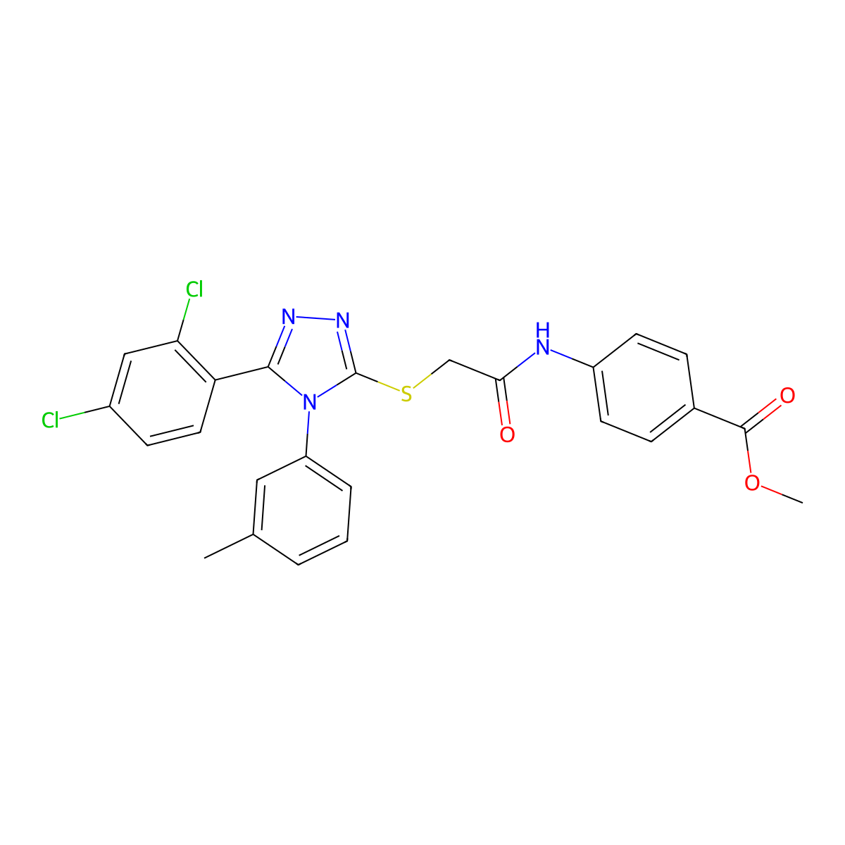 methyl 4-[({[5-(2,4-dichlorophenyl)-4-(3-methylphenyl)-4H-1,2,4-triazol-3-yl]sulfanyl}acetyl)amino]benzoate molecular structure, CAS 539807-76-6