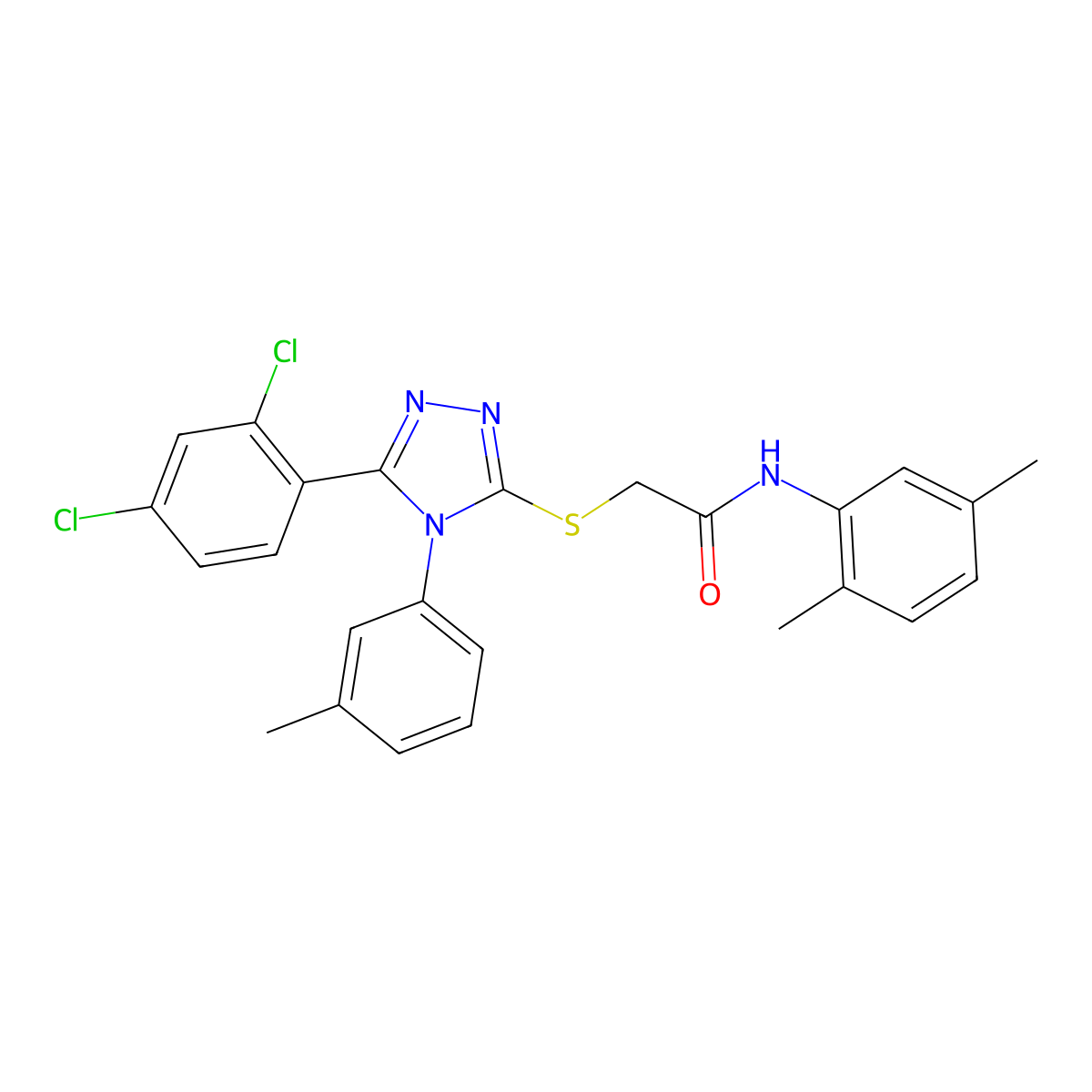 2-((5-(2,4-dichlorophenyl)-4-(m-tolyl)-4H-1,2,4-triazol-3-yl)thio)-N-(2,5-dimethylphenyl)acetamide molecular structure, CAS 539807-82-4