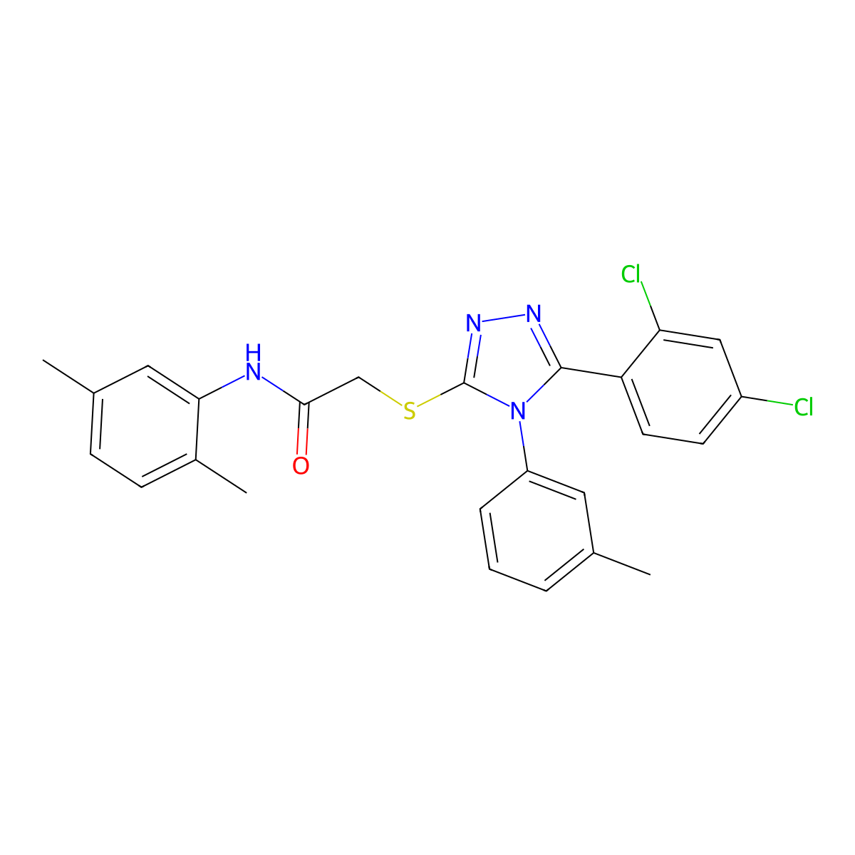 2-((5-(2,4-dichlorophenyl)-4-(m-tolyl)-4H-1,2,4-triazol-3-yl)thio)-N-(2,5-dimethylphenyl)acetamide molecular structure, CAS 539807-82-4