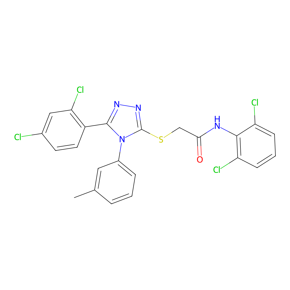 N-(2,6-dichlorophenyl)-2-{[5-(2,4-dichlorophenyl)-4-(3-methylphenyl)-4H-1,2,4-triazol-3-yl]sulfanyl}acetamide molecular structure, CAS 539807-84-6