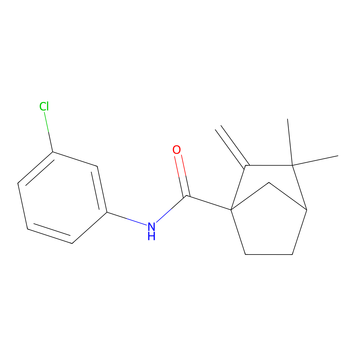 (1R,4S)-N-(3-chlorophenyl)-3,3-dimethyl-2-methylenebicyclo[2.2.1]heptane-1-carboxamide molecular structure, CAS 539808-13-4