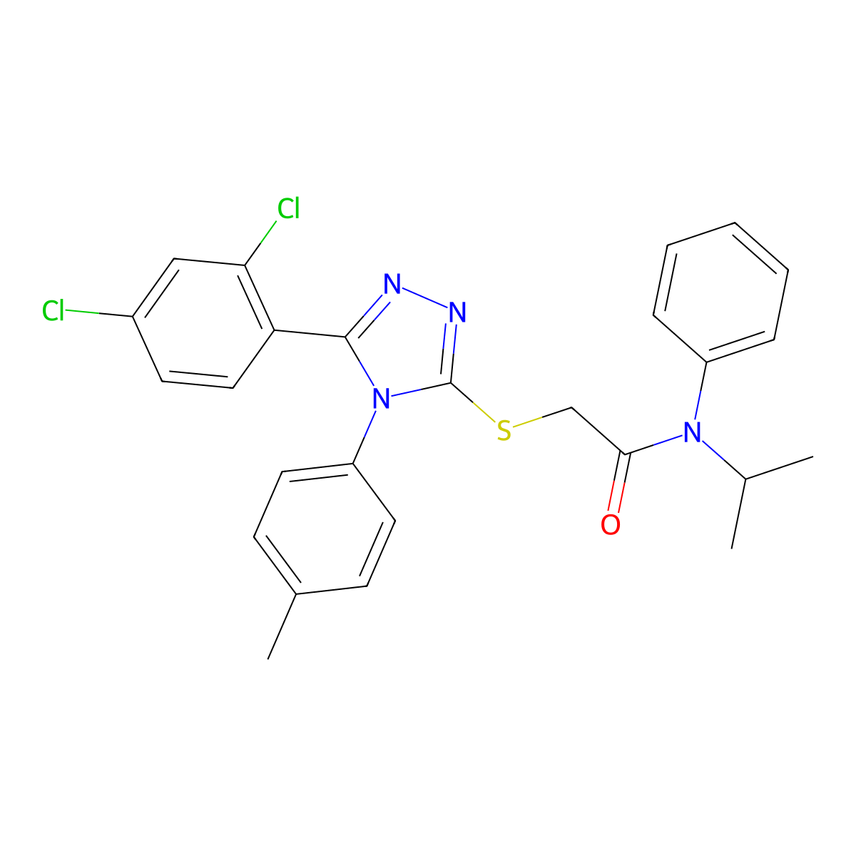 2-{[5-(2,4-Dichlorophenyl)-4-(4-methylphenyl)-4H-1,2,4-triazol-3-YL]sulfanyl}-N-isopropyl-N-phenylacetamide molecular structure, CAS 539808-26-9