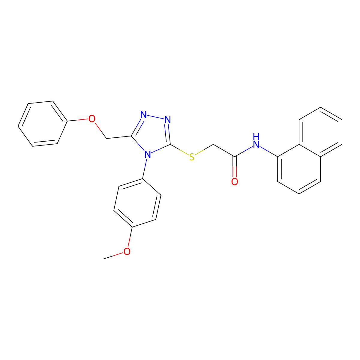 2-((4-(4-Methoxyphenyl)-5-(phenoxymethyl)-4H-1,2,4-triazol-3-YL)sulfanyl)-N-(1-naphthyl)acetamide molecular structure, CAS 539808-32-7