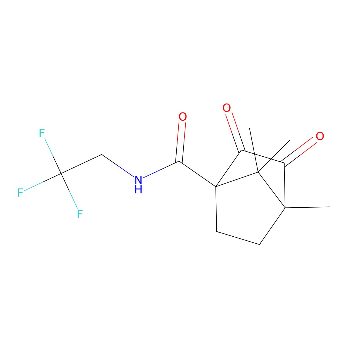 4,7,7-trimethyl-2,3-dioxo-N-(2,2,2-trifluoroethyl)bicyclo[2.2.1]heptane-1-carboxamide molecular structure, CAS 539808-33-8
