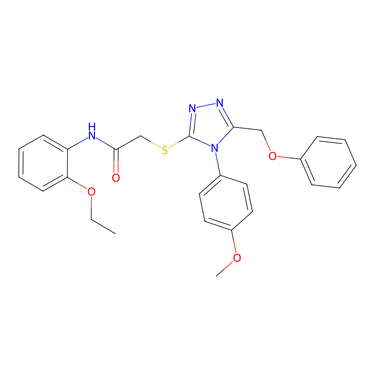 N-(2-Ethoxyphenyl)-2-{[4-(4-methoxyphenyl)-5-(phenoxymethyl)-4H-1,2,4-triazol-3-YL]sulfanyl}acetamide molecular structure, CAS 539808-36-1