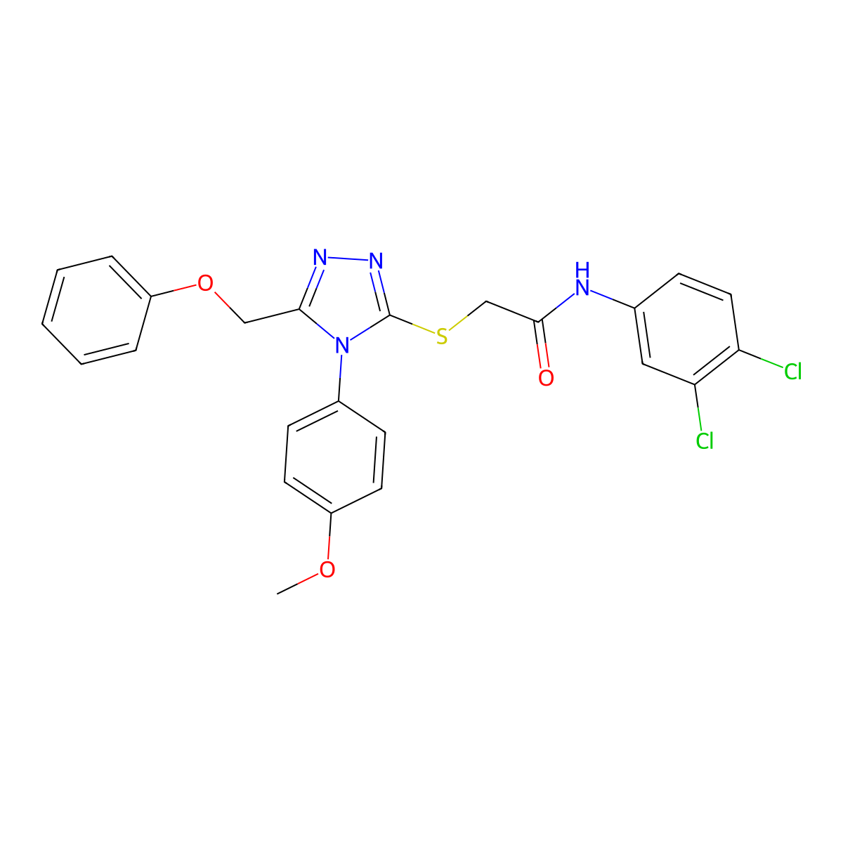 N-(3,4-Dichlorophenyl)-2-{[4-(4-methoxyphenyl)-5-(phenoxymethyl)-4H-1,2,4-triazol-3-YL]sulfanyl}acetamide molecular structure, CAS 539808-38-3