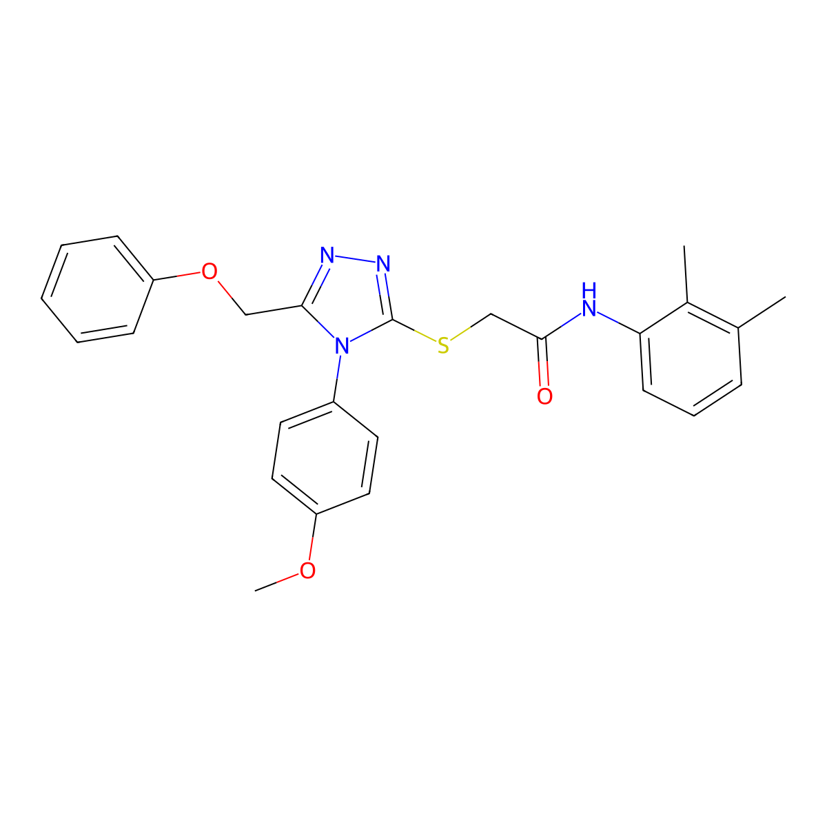 N-(2,3-Dimethylphenyl)-2-((4-(4-methoxyphenyl)-5-(phenoxymethyl)-4H-1,2,4-triazol-3-YL)sulfanyl)acetamide molecular structure, CAS 539808-40-7