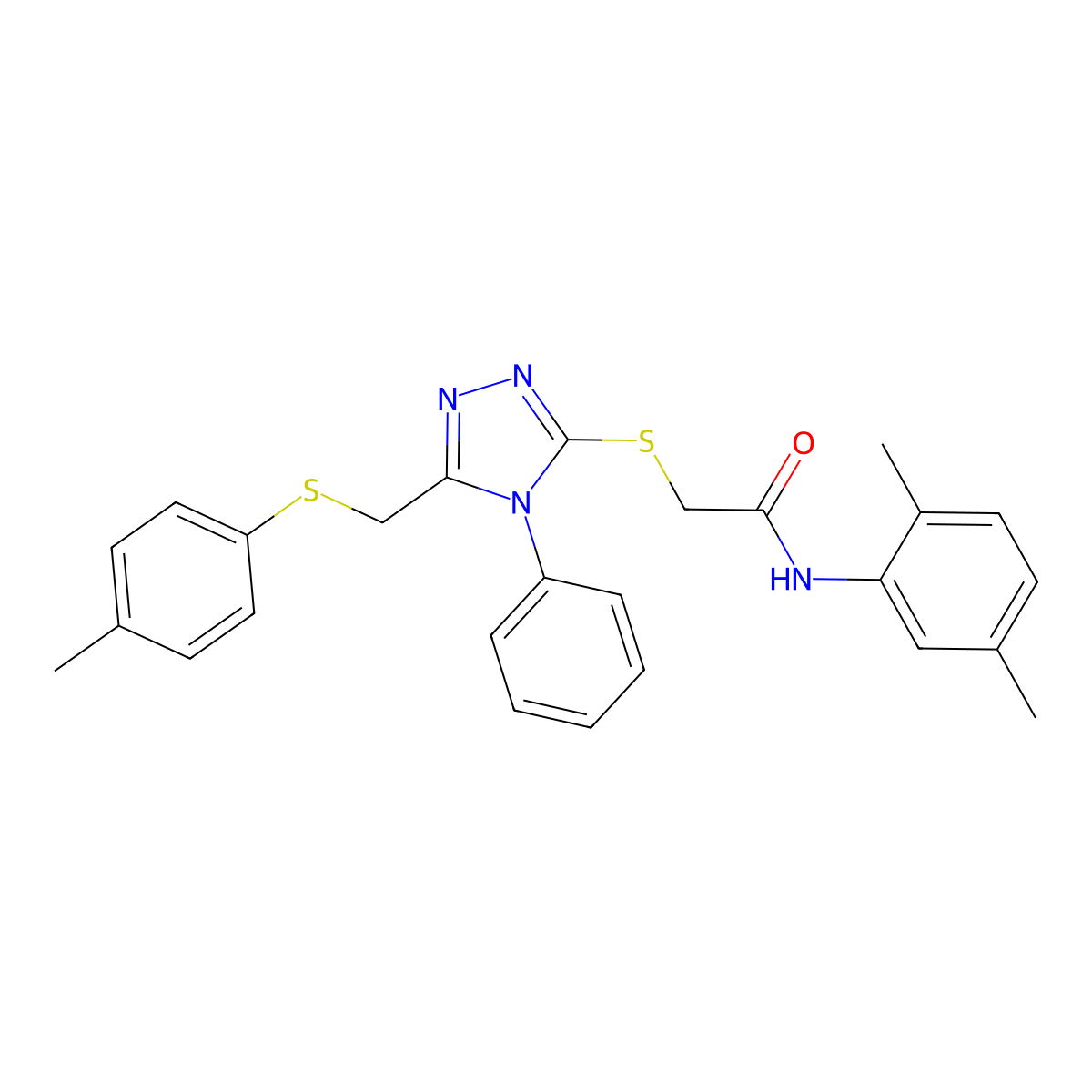 N-(2,5-Dimethylphenyl)-2-[(5-{[(4-methylphenyl)sulfanyl]methyl}-4-phenyl-4H-1,2,4-triazol-3-YL)sulfanyl]acetamide molecular structure, CAS 539808-43-0