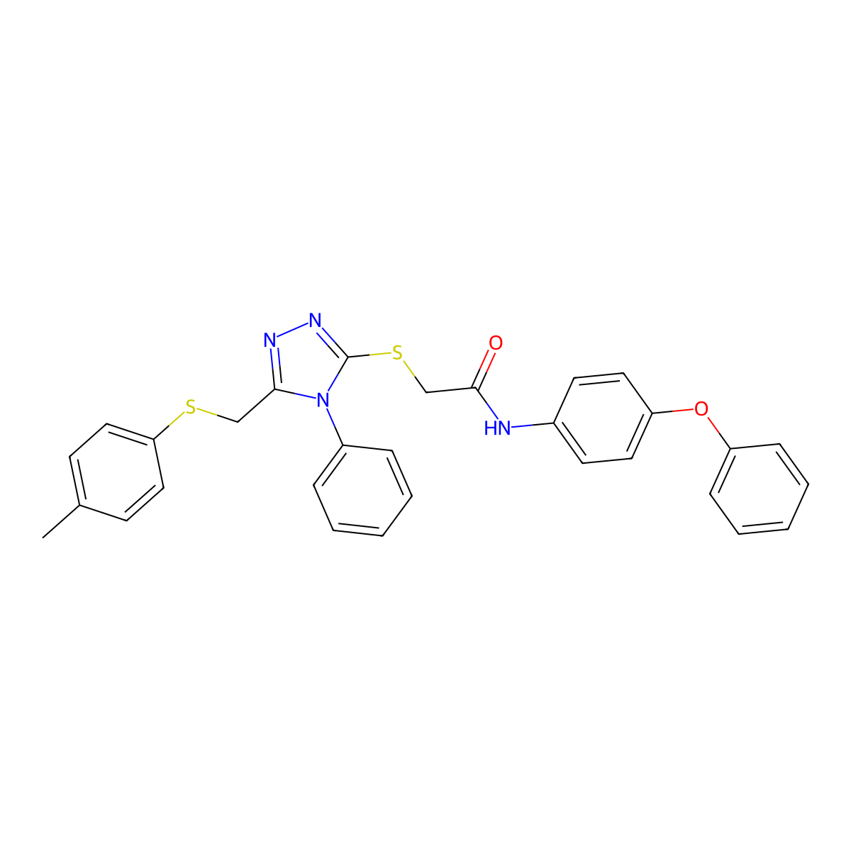 2-((5-(((4-Methylphenyl)sulfanyl)methyl)-4-phenyl-4H-1,2,4-triazol-3-YL)sulfanyl)-N-(4-phenoxyphenyl)acetamide molecular structure, CAS 539808-51-0