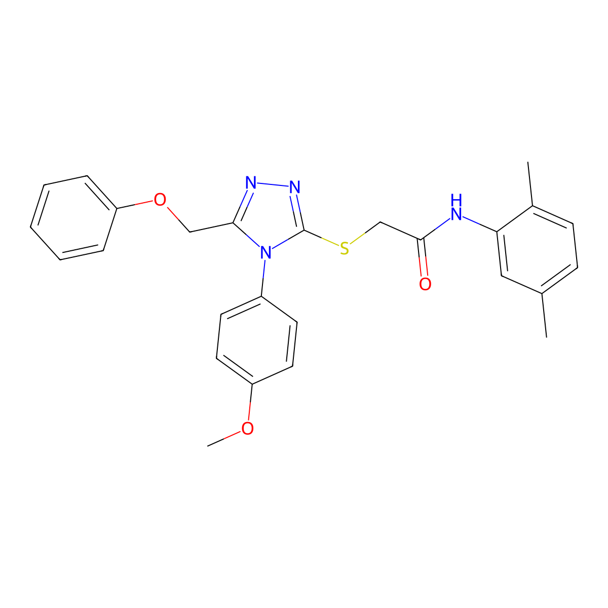 N-(2,5-Dimethylphenyl)-2-((4-(4-methoxyphenyl)-5-(phenoxymethyl)-4H-1,2,4-triazol-3-YL)sulfanyl)acetamide molecular structure, CAS 539808-57-6
