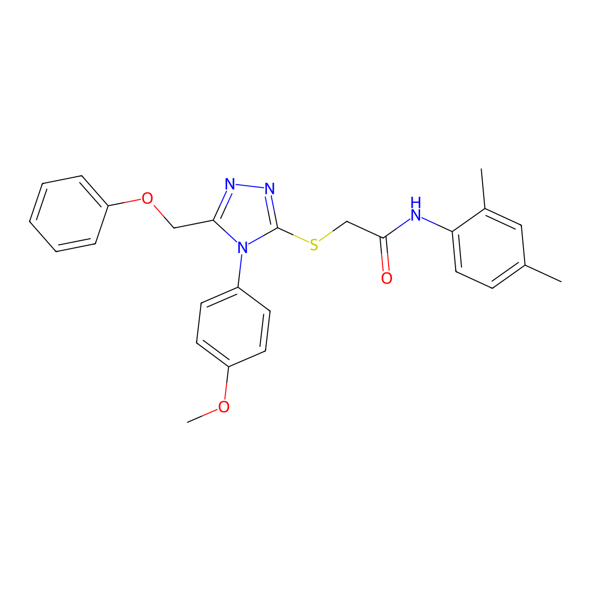 N-(2,4-Dimethylphenyl)-2-{[4-(4-methoxyphenyl)-5-(phenoxymethyl)-4H-1,2,4-triazol-3-YL]sulfanyl}acetamide molecular structure, CAS 539808-59-8