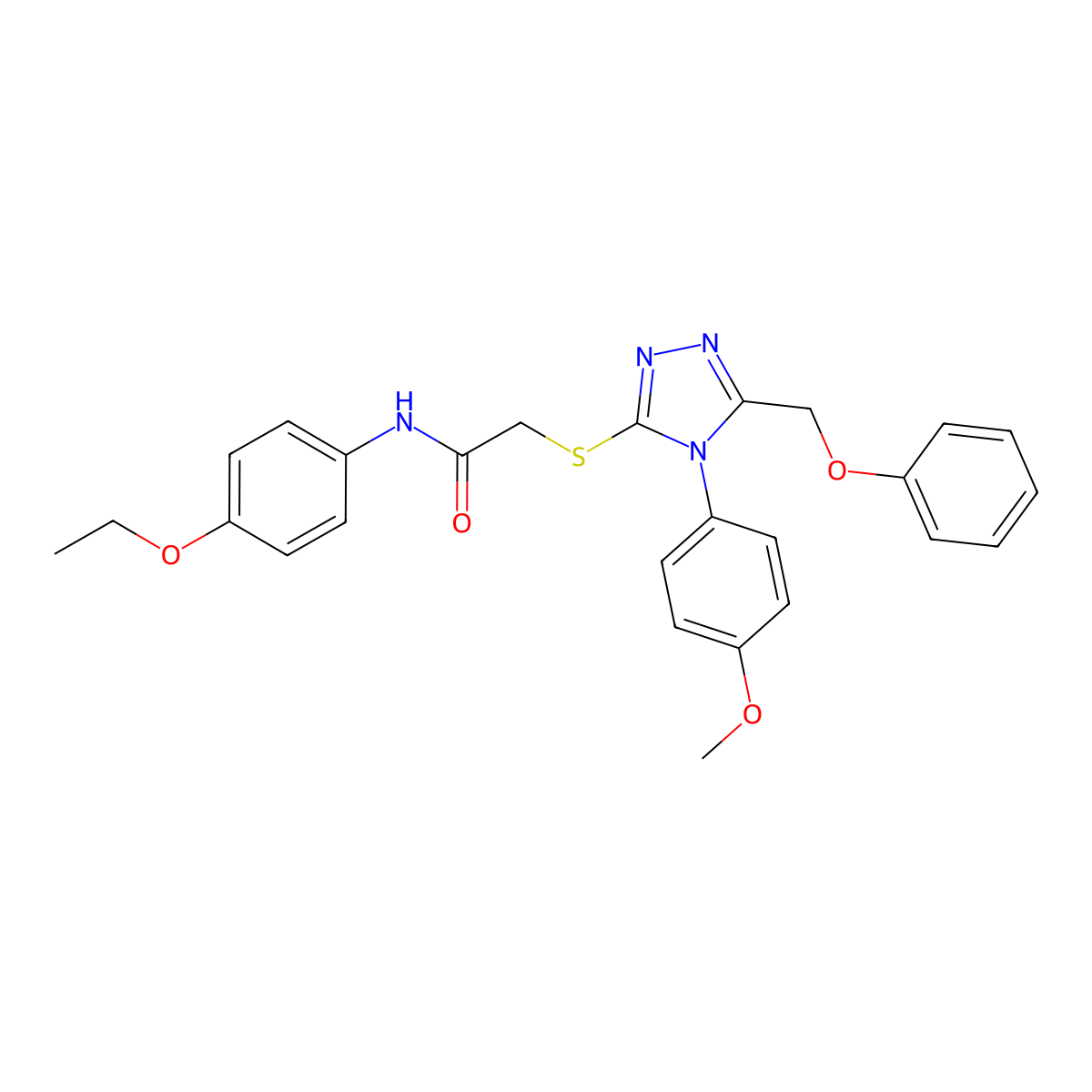 N-(4-Ethoxyphenyl)-2-((4-(4-methoxyphenyl)-5-(phenoxymethyl)-4H-1,2,4-triazol-3-YL)sulfanyl)acetamide molecular structure, CAS 539808-61-2