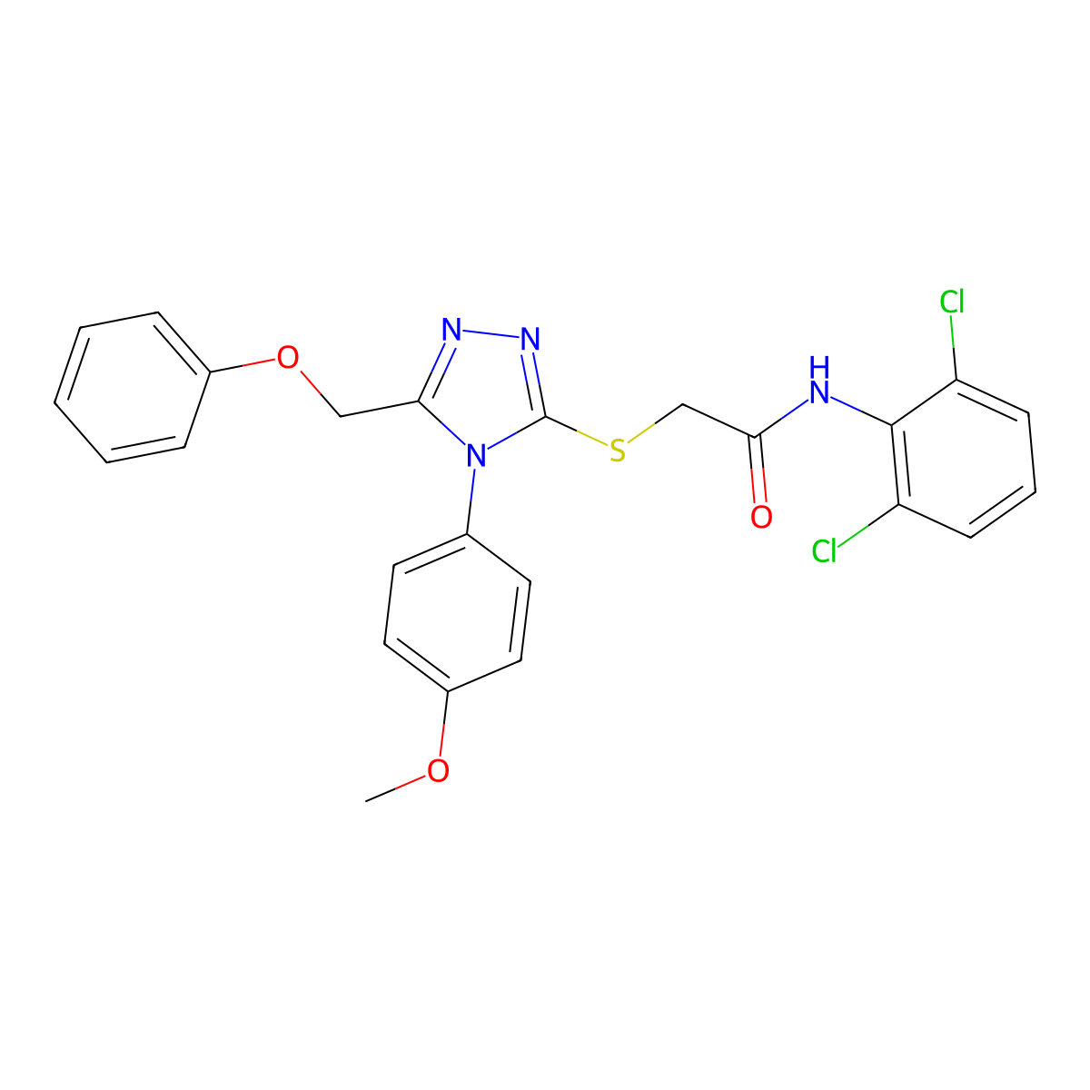 N-(2,6-Dichlorophenyl)-2-{[4-(4-methoxyphenyl)-5-(phenoxymethyl)-4H-1,2,4-triazol-3-YL]sulfanyl}acetamide molecular structure, CAS 539808-63-4
